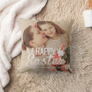 Elegant Easter Blessings Easter Eggs Family photo Cushion