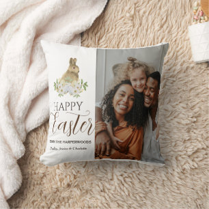 Elegant Easter Blessings Easter Eggs Family photo Cushion