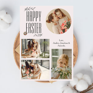 Elegant Easter Blessings Easter Eggs Family photo Holiday Card