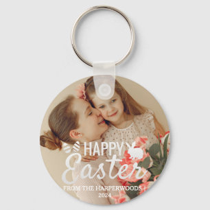 Elegant Easter Blessings Easter Eggs Family photo Key Ring