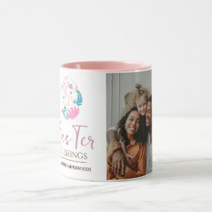 Elegant Easter Blessings Easter Eggs Family photo Mug
