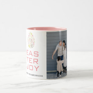 Elegant Easter Blessings Easter Eggs Family photo Two-Tone Coffee Mug