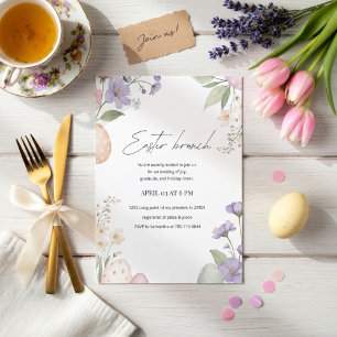 Elegant Easter Brunch Pastel Floral Spring Invitation