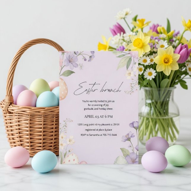 Elegant Easter Brunch | Pastel Floral Spring Invitation (Creator Uploaded)