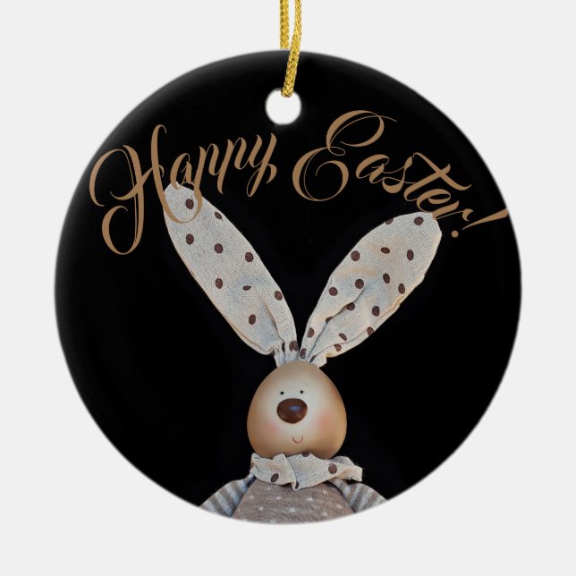 Elegant Easter Bunny Custom Ceramic Tree Decoration (Front)