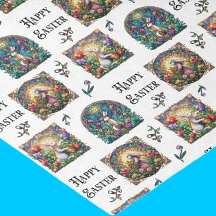 Elegant Easter Bunny Stained Glass Pattern Tissue Paper