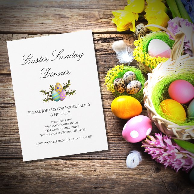 Elegant Easter Decorated Eggs Holiday Dinner Invitation (Creator Uploaded)