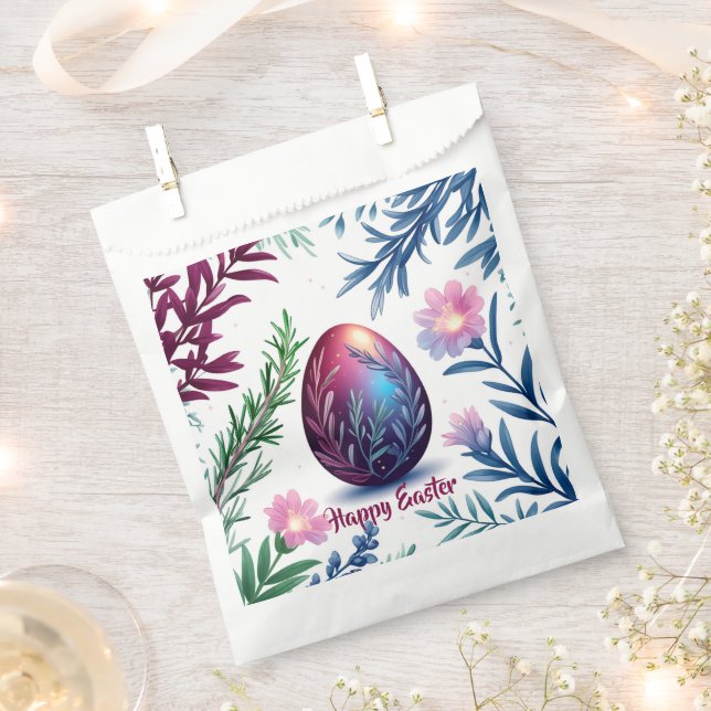 Elegant Easter Egg Botanical Art Favour Bags (Clipped)