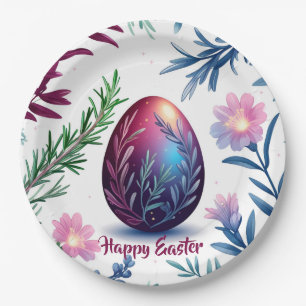 Elegant Easter Egg Botanical Art Paper Plate