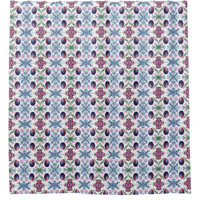 Elegant Easter Egg Botanical Art Shower Curtain (Front)