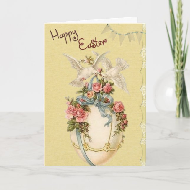 Elegant Easter Egg with Doves Happy Easter Holiday Card (Front)