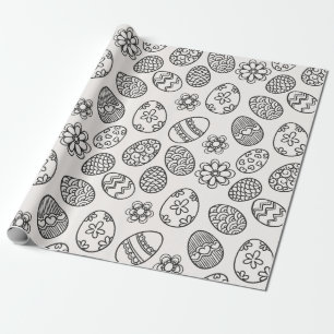 Elegant Easter Eggs Floral Pattern Wrapping Paper