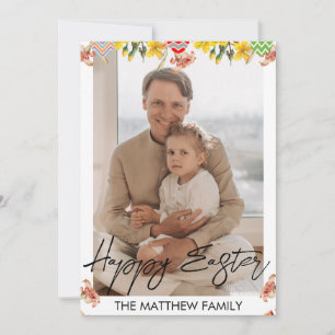 elegant Easter, father family Calligraphy photo Holiday Card