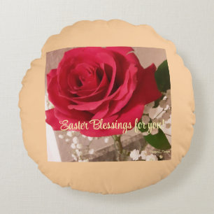 Elegant, Easter Floral Round Pillow