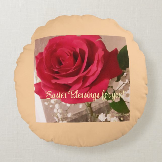 Elegant, Easter Floral Round Pillow (Front)