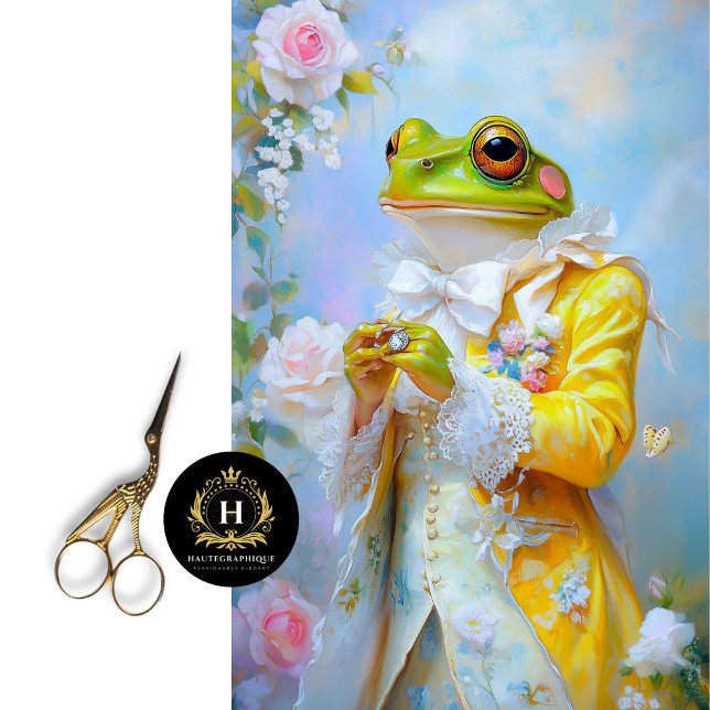 Elegant Easter Frog in Yellow Coat Decoupage  Tissue Paper (Creator Uploaded)