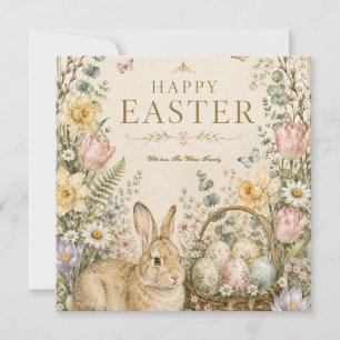 Elegant Easter Greeting,Blue White Porcelain style Thank You Card