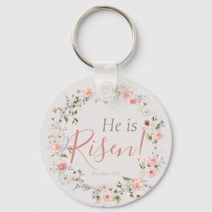 Elegant Easter He is Risen Inspirational Key Ring