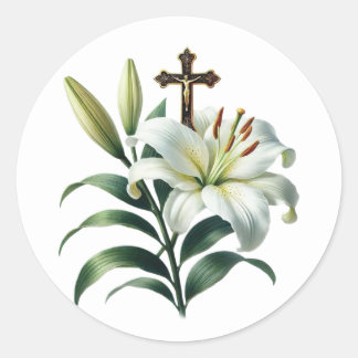Elegant Easter Lilly  Classic Round Sticker