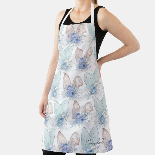 Elegant Easter Personalised Bunny Ears Apron (Insitu)