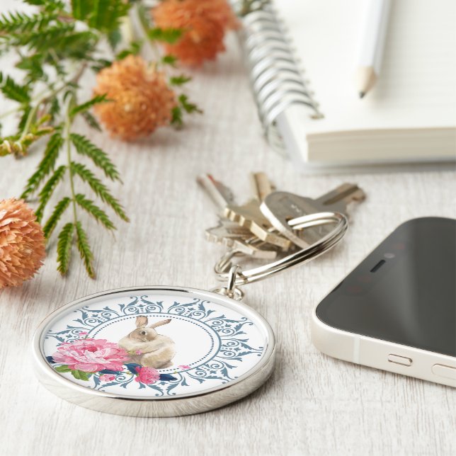 Elegant Easter Rabbit Key Ring (Side)