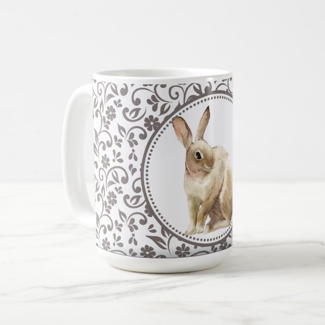 Elegant Easter Rabbit ornamental Coffee Mug (Front Left)