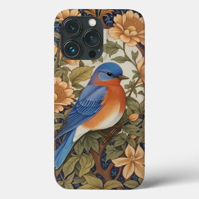 Elegant Eastern Bluebird William Morris Inspired Case-Mate iPhone Case (Back)
