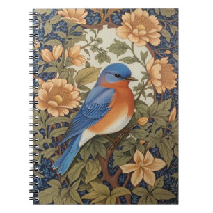Elegant Eastern Bluebird William Morris Inspired Notebook
