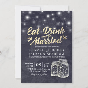 Elegant EAT Drink & Be Married Wedding Invitations