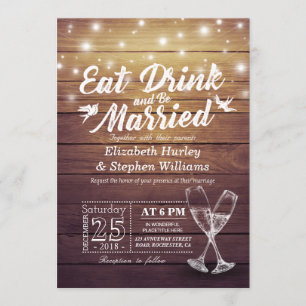 Elegant EAT Drink & Be Married Wedding Invitations