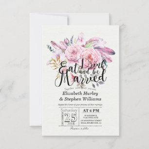 Elegant EAT Drink & Be Married Wedding Invitations