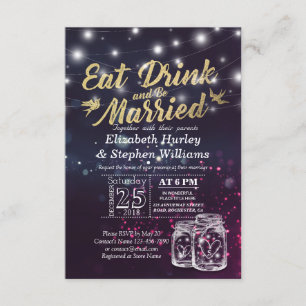 Elegant EAT Drink & Be Married Wedding Invitations