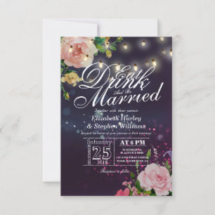 Elegant EAT Drink & Be Married Wedding Invitations