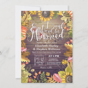 Elegant EAT Drink & Be Married Wedding Invitations