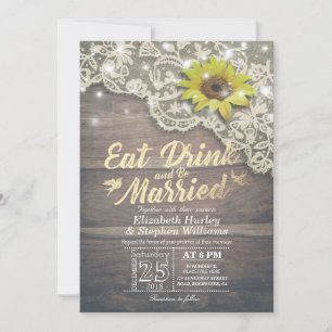 Elegant EAT Drink & Be Married Wedding Invitations