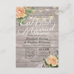 Elegant EAT Drink & Be Married Wedding Invitations