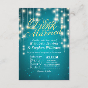 Elegant EAT Drink & Be Married Wedding Invitations