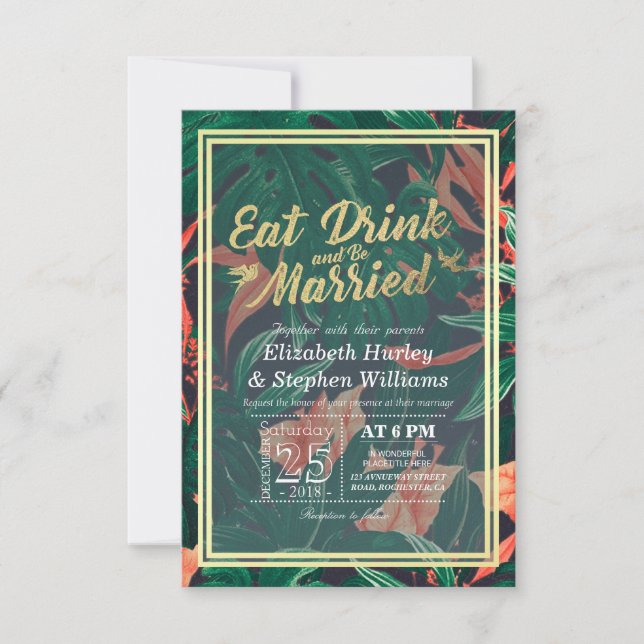 Elegant EAT Drink & Be Married Wedding Invitations (Front)