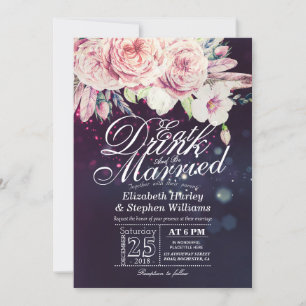 Elegant EAT Drink & Be Married Wedding Invitations