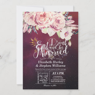 Elegant EAT Drink & Be Married Wedding Invitations