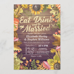 Elegant EAT Drink & Be Married Wedding Invitations