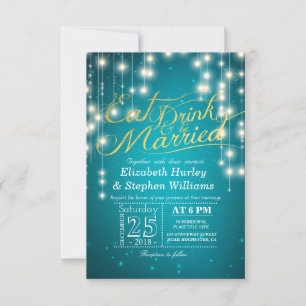 Elegant EAT Drink & Be Married Wedding Invitations