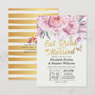 Elegant EAT Drink & Be Married Wedding Invitations