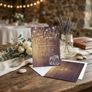 Elegant EAT Drink & Be Married Wedding Invitations