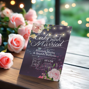 Elegant EAT Drink & Be Married Wedding Invitations