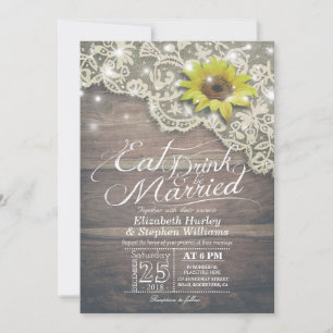 Elegant EAT Drink & Be Married Wedding Invitations