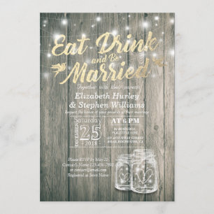 Elegant EAT Drink & Be Married Wedding Invitations