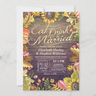Elegant EAT Drink & Be Married Wedding Invitations