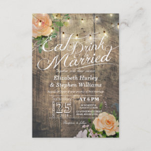 Elegant EAT Drink & Be Married Wedding Invitations