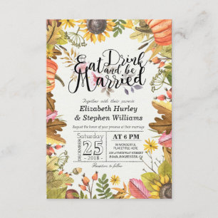 Elegant EAT Drink & Be Married Wedding Invitations